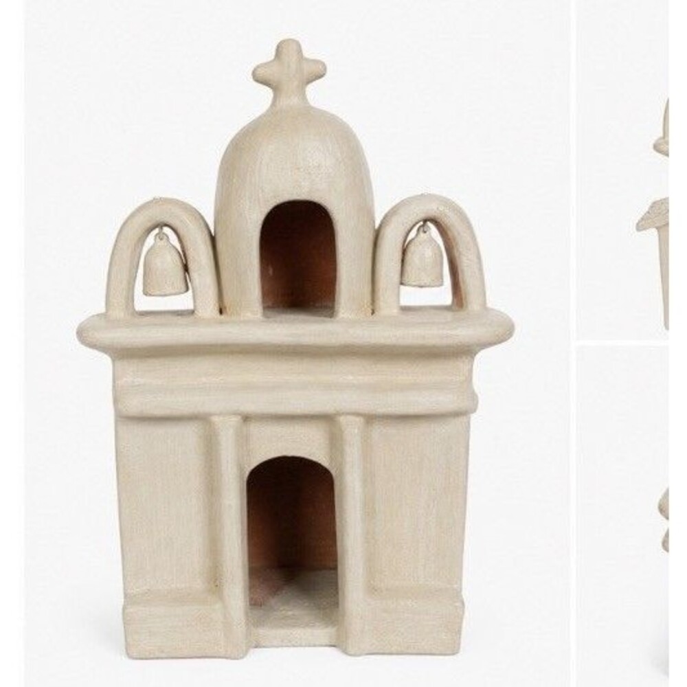 Handcrafted Mexican Folk Art Pottery Chapel Mission Church 10" Tall